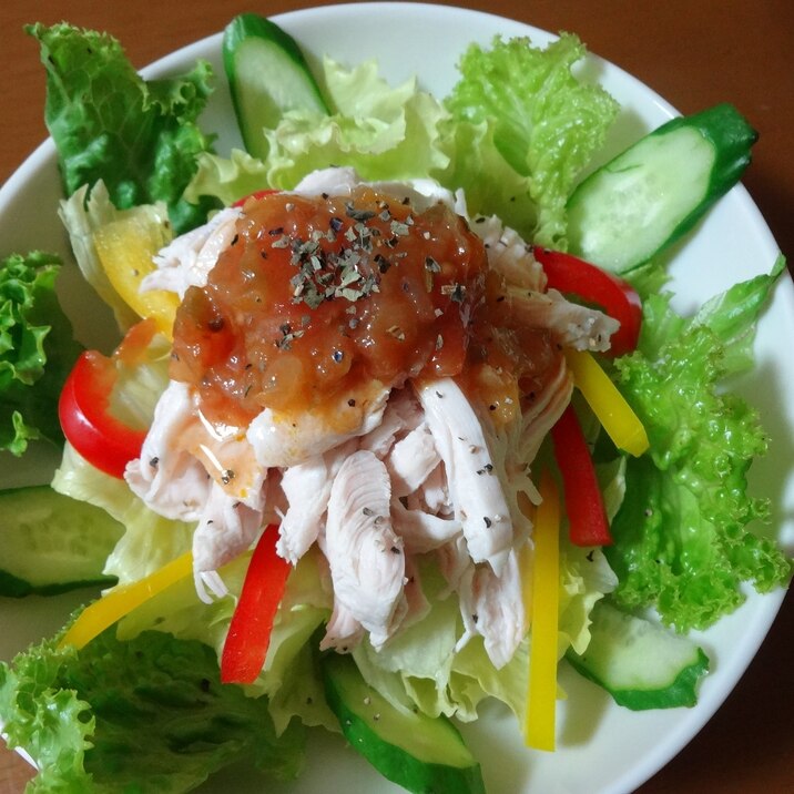 鶏むね肉のピリ辛サラダ